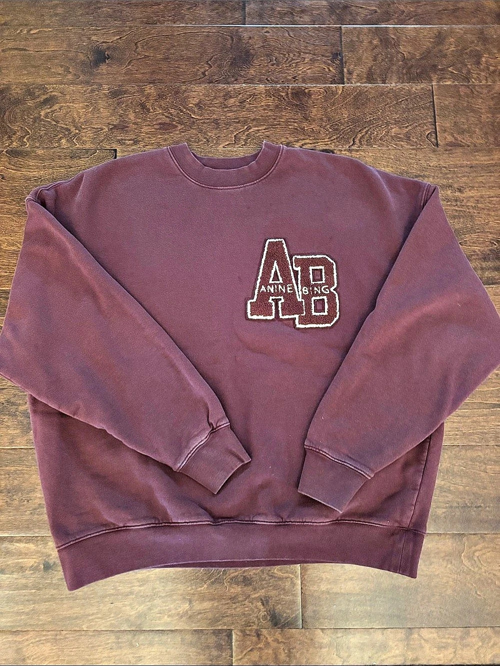 ANINE BING Miles Letterman Sweatshirt Purple XS
